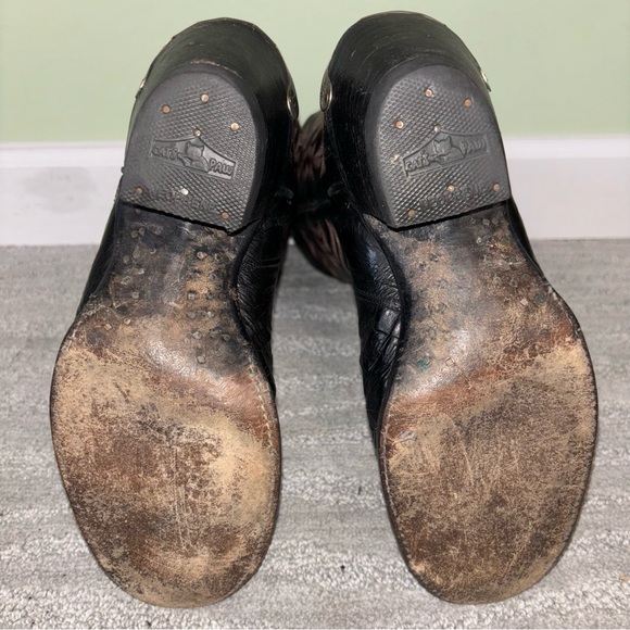 VTG Tony Lama Black Embroidered Eel Skin Leather Metal Cowboy Boots Men’s Sz 9 D - Picture 8 of 11